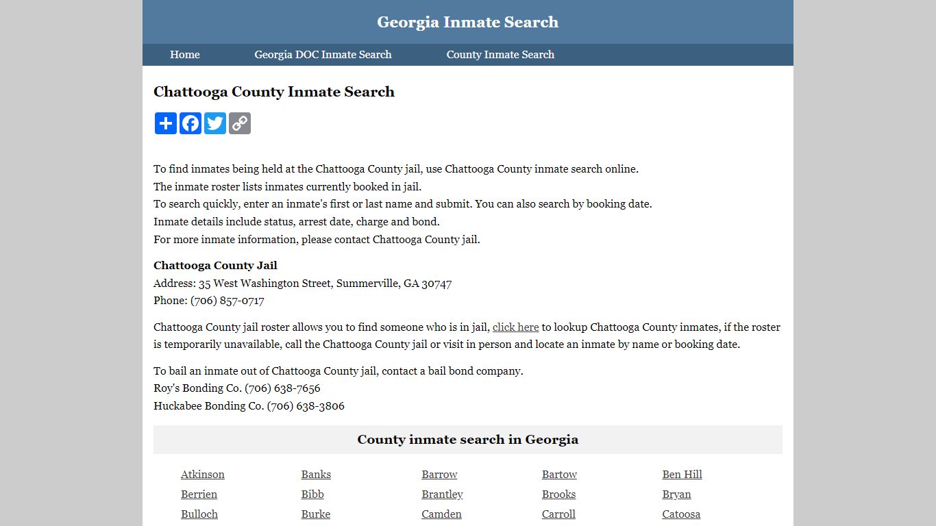Chattooga County Inmate Search